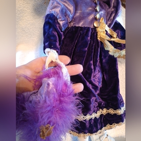 PURPLE Porcelain Doll With Matching Hat And Purse Curly Hair - Picture 2 of 4